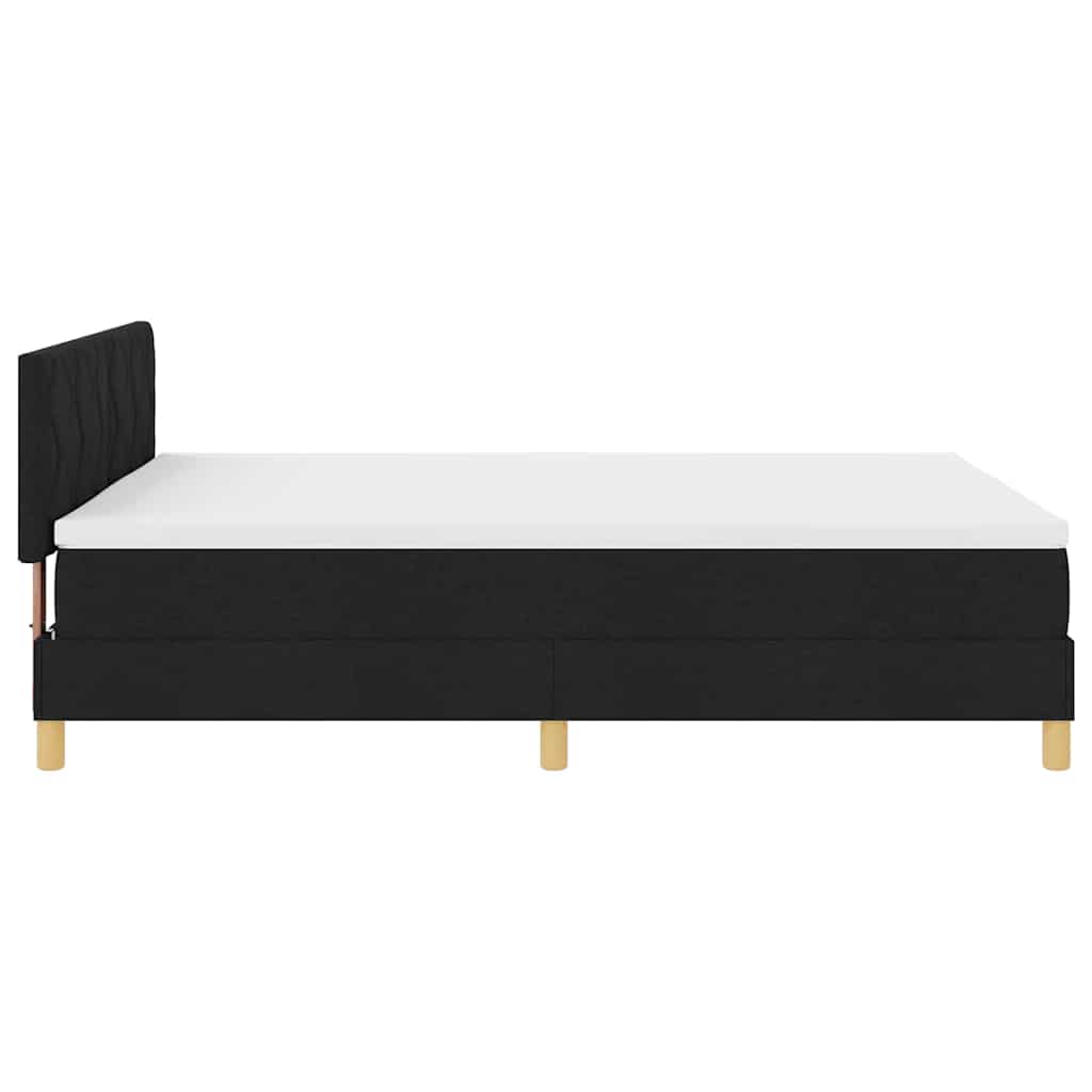vidaXL Κρεβάτι με ελατήρια με μαξιλάρι Μαύρο 140 x 190 cm ύφασμα