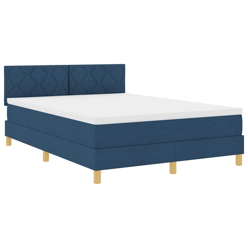 vidaXL Κρεβάτι με ελατήρια με μαξιλάρι Μπλε 140 x 190 cm ύφασμα