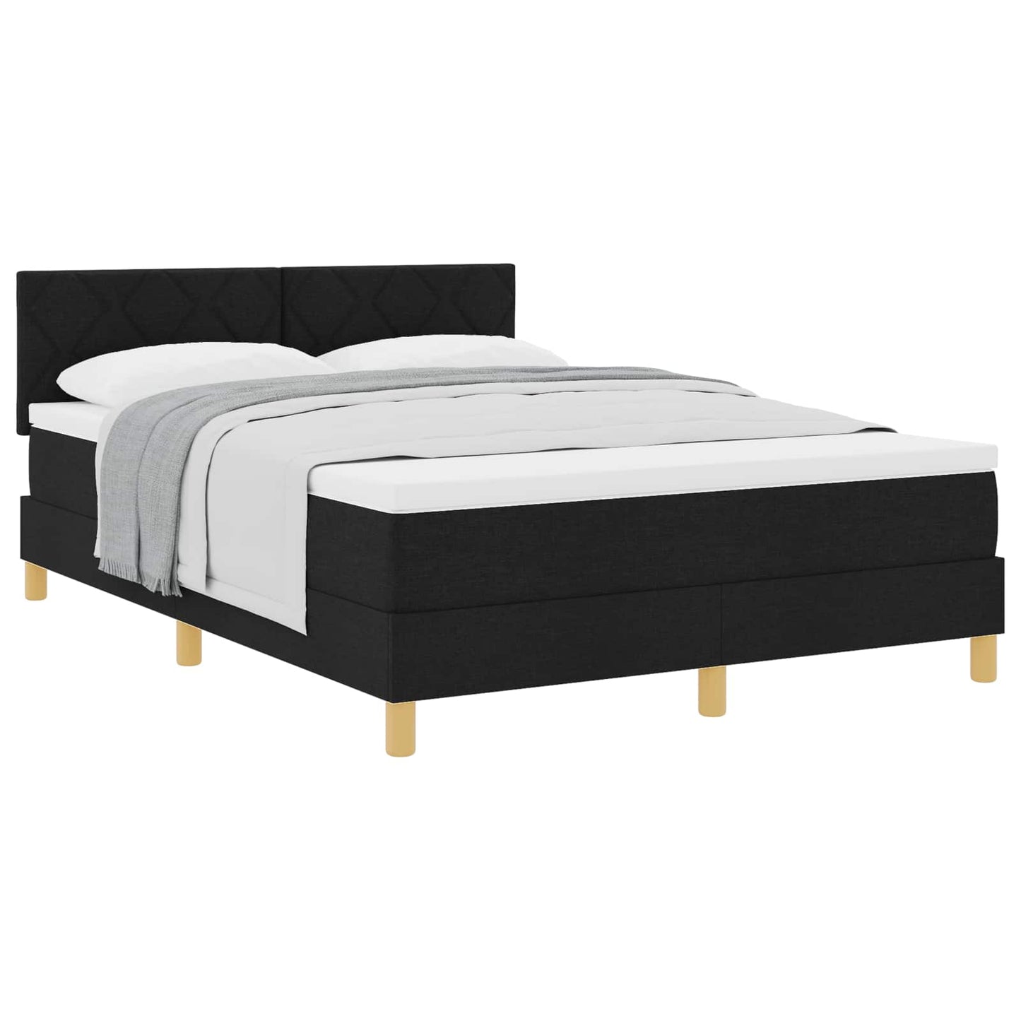 vidaXL Κρεβάτι με ελατήρια με μαξιλάρι Μαύρο 140 x 200 cm ύφασμα