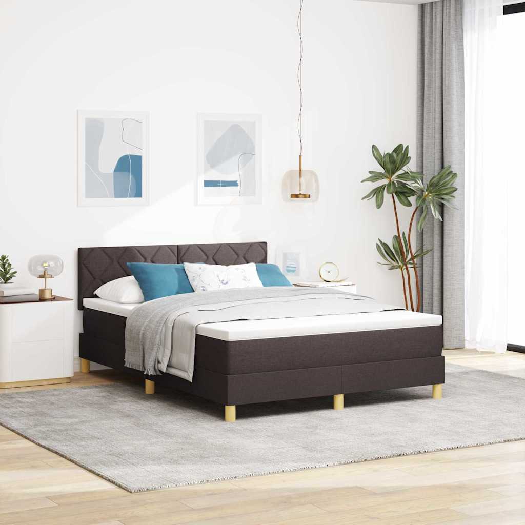 vidaXL Κρεβάτι box spring με στρώμα με στρώμα Σκούρο καφέ Σκούρο καφέ