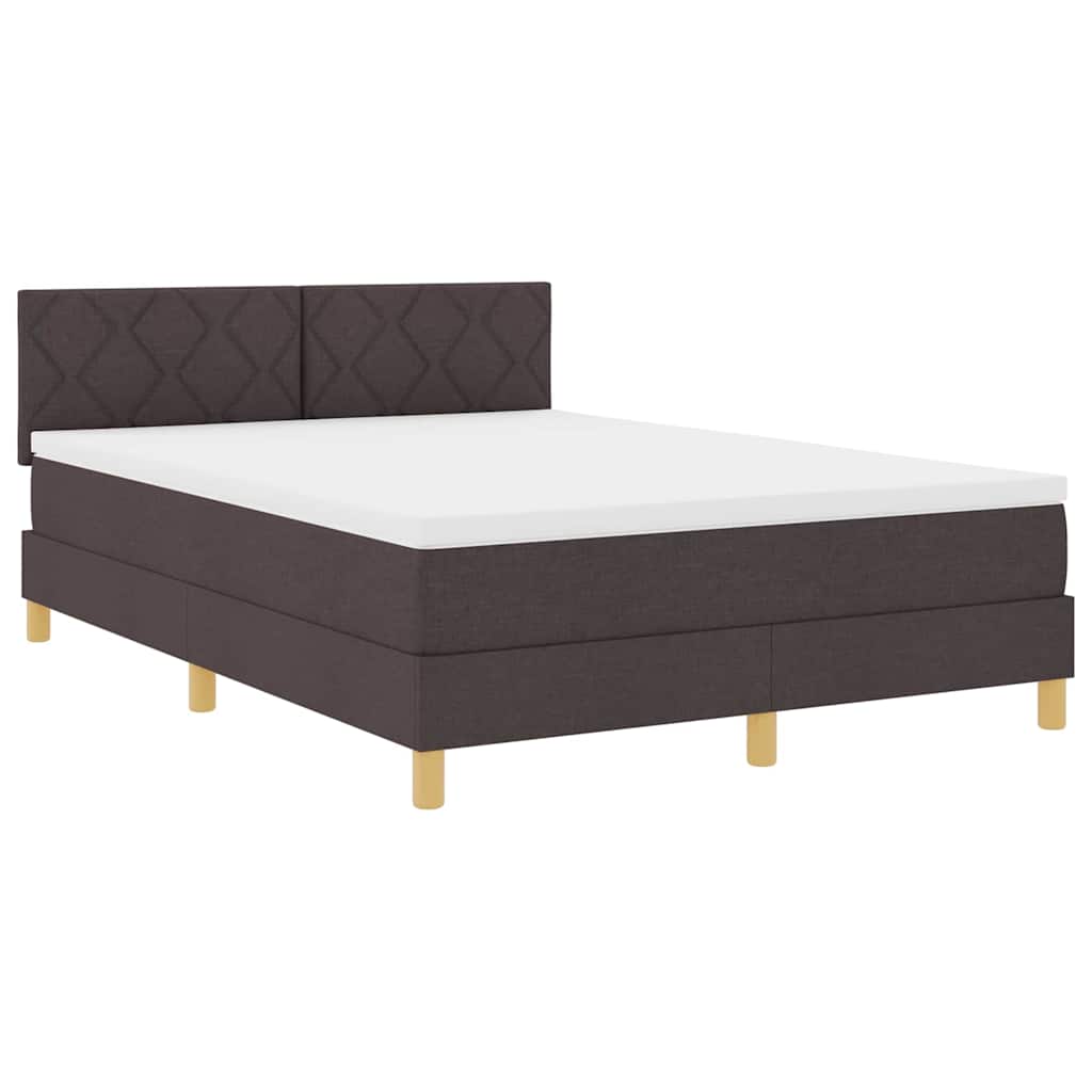 vidaXL Κρεβάτι box spring με στρώμα με στρώμα Σκούρο καφέ Σκούρο καφέ