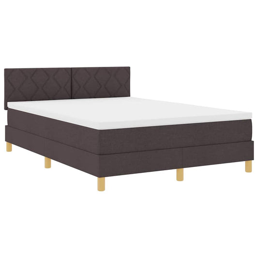 vidaXL Κρεβάτι box spring με στρώμα με στρώμα Σκούρο καφέ Σκούρο καφέ
