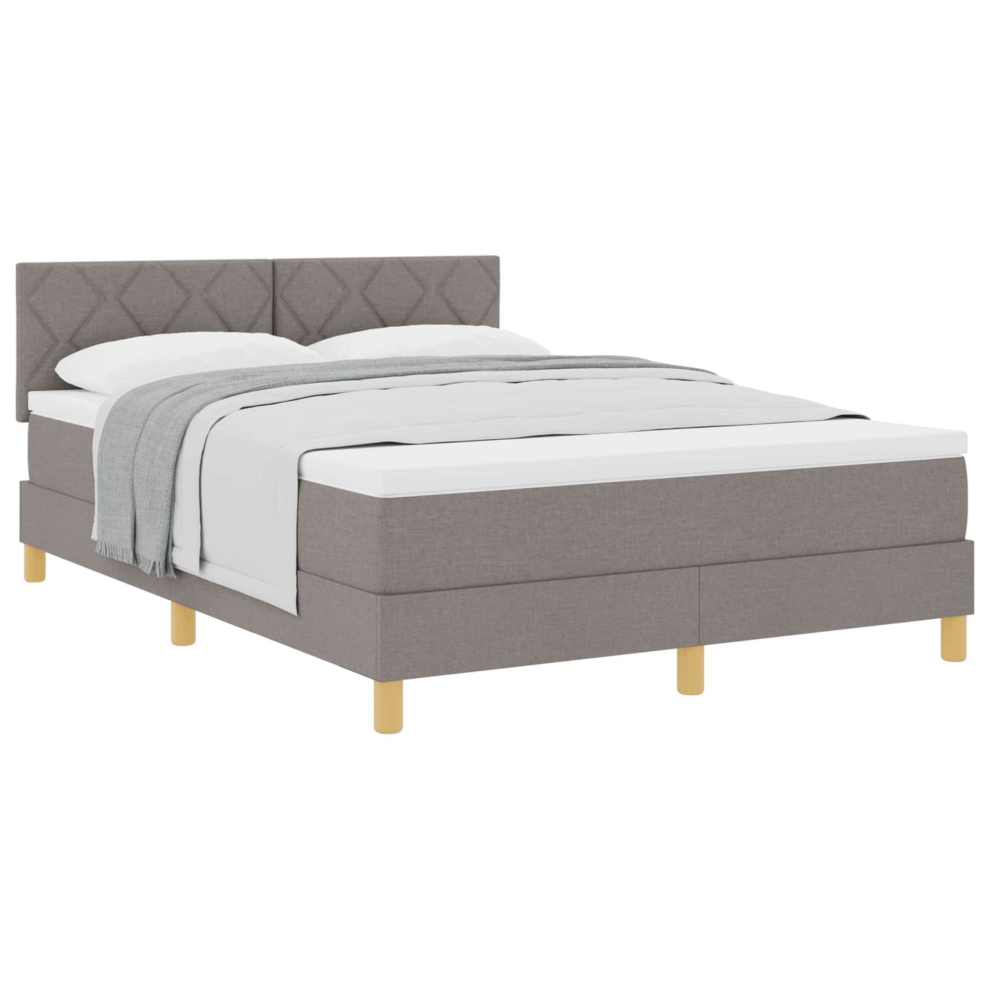 vidaXL Κρεβάτι με ελατήρια με μαξιλάρι Taupe 140 x 200 cm ύφασμα