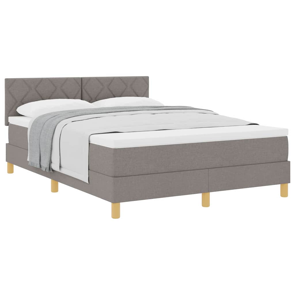 vidaXL Κρεβάτι box spring με στρώμα Taupe 140 x 200 cm ύφασμα
