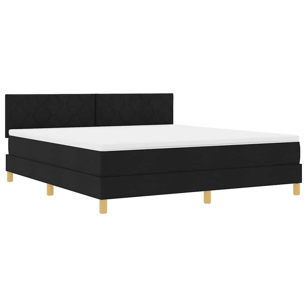 vidaXL Κρεβάτι με ελατήρια με μαξιλάρι Μαύρο 180 x 200 cm ύφασμα