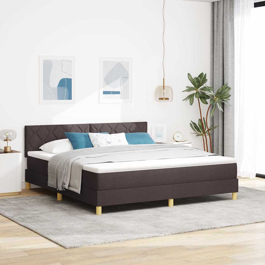 vidaXL Κρεβάτι box spring με στρώμα Σκούρο Καφέ 180 x 200 cm ύφασμα