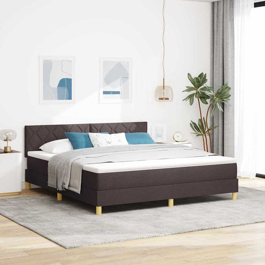 vidaXL Κρεβάτι box spring με στρώμα Σκούρο Καφέ 180 x 200 cm ύφασμα