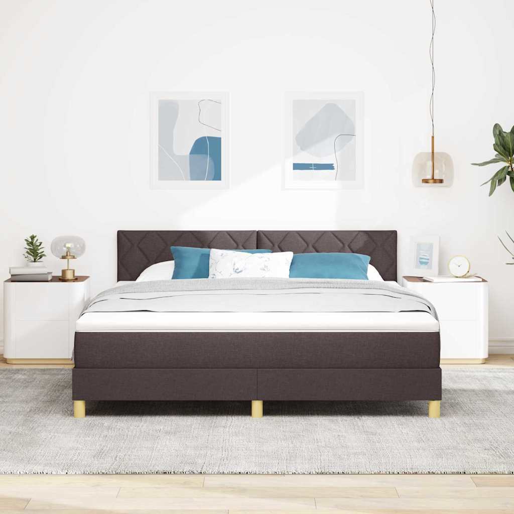 vidaXL Κρεβάτι box spring με στρώμα Σκούρο Καφέ 180 x 200 cm ύφασμα