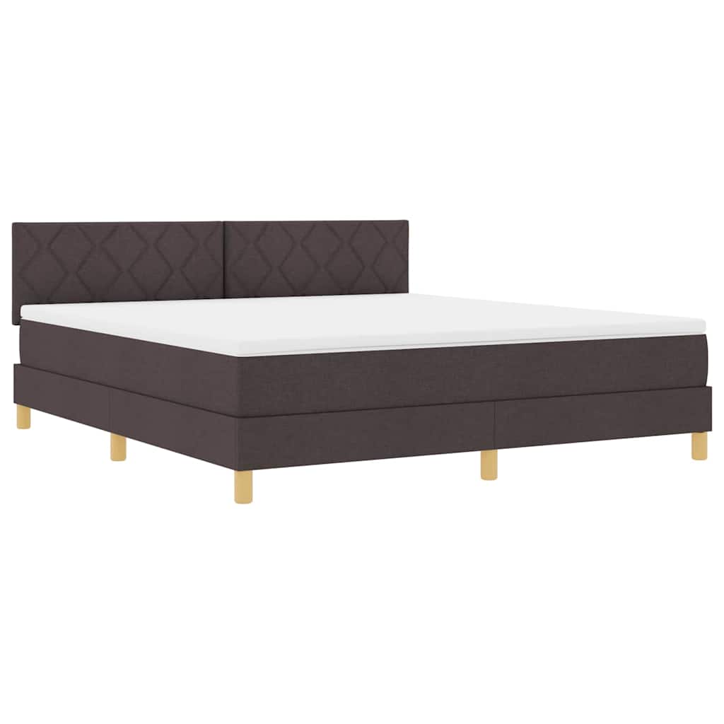 vidaXL Κρεβάτι box spring με στρώμα Σκούρο Καφέ 180 x 200 cm ύφασμα