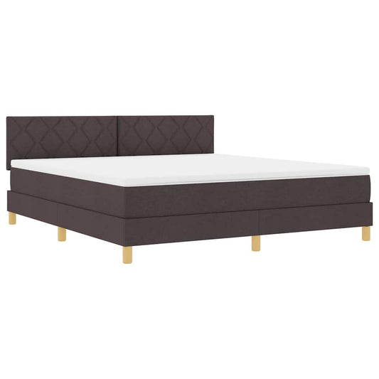 vidaXL Κρεβάτι box spring με στρώμα Σκούρο Καφέ 180 x 200 cm ύφασμα