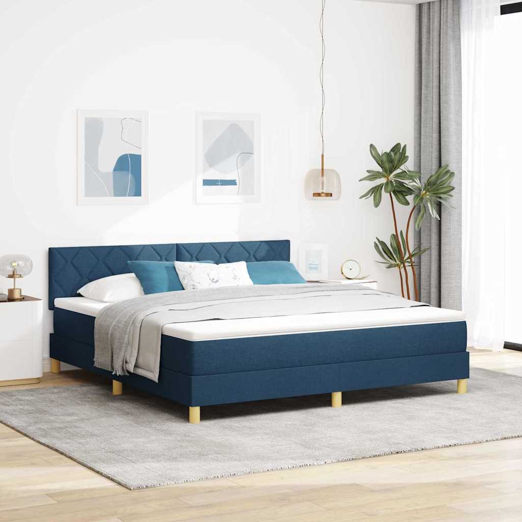 vidaXL Κρεβάτι με ελατήρια με μαξιλάρι Μπλε 180 x 200 cm ύφασμα