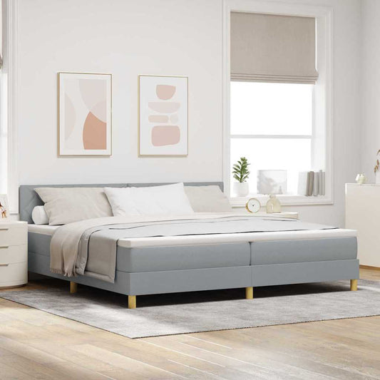vidaXL Κρεβάτι box spring με στρώμα Ανοιχτό γκρι 200 x 200 cm ύφασμα