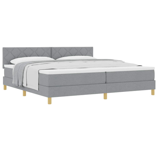 vidaXL Κρεβάτι με ελατήρια Ανοιχτό γκρι 200 x 200 cm ύφασμα