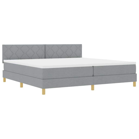 vidaXL Κρεβάτι box spring με στρώμα Ανοιχτό γκρι 200 x 200 cm ύφασμα