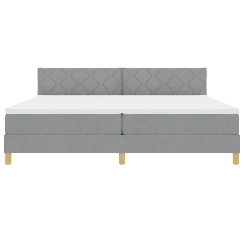 vidaXL Κρεβάτι box spring με στρώμα Ανοιχτό γκρι 200 x 200 cm ύφασμα