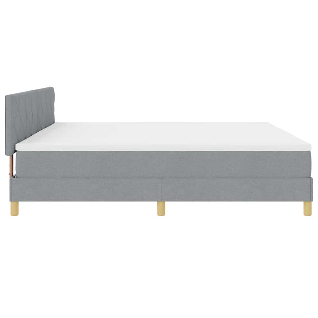 vidaXL Κρεβάτι box spring με στρώμα Ανοιχτό γκρι 200 x 200 cm ύφασμα