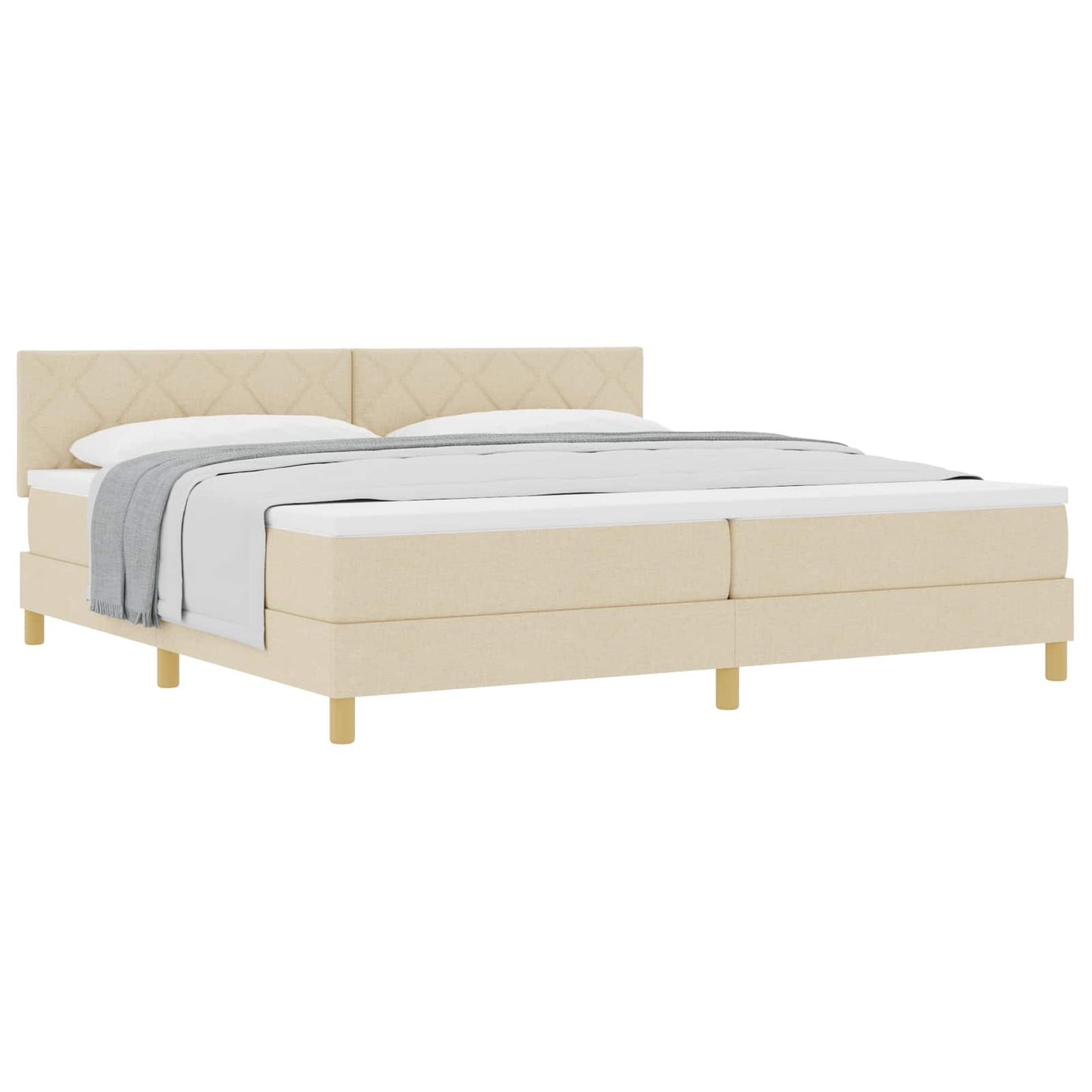 vidaXL Κρεβάτι με ελατήρια με μαξιλάρι Κρεμ 200 x 200 cm ύφασμα