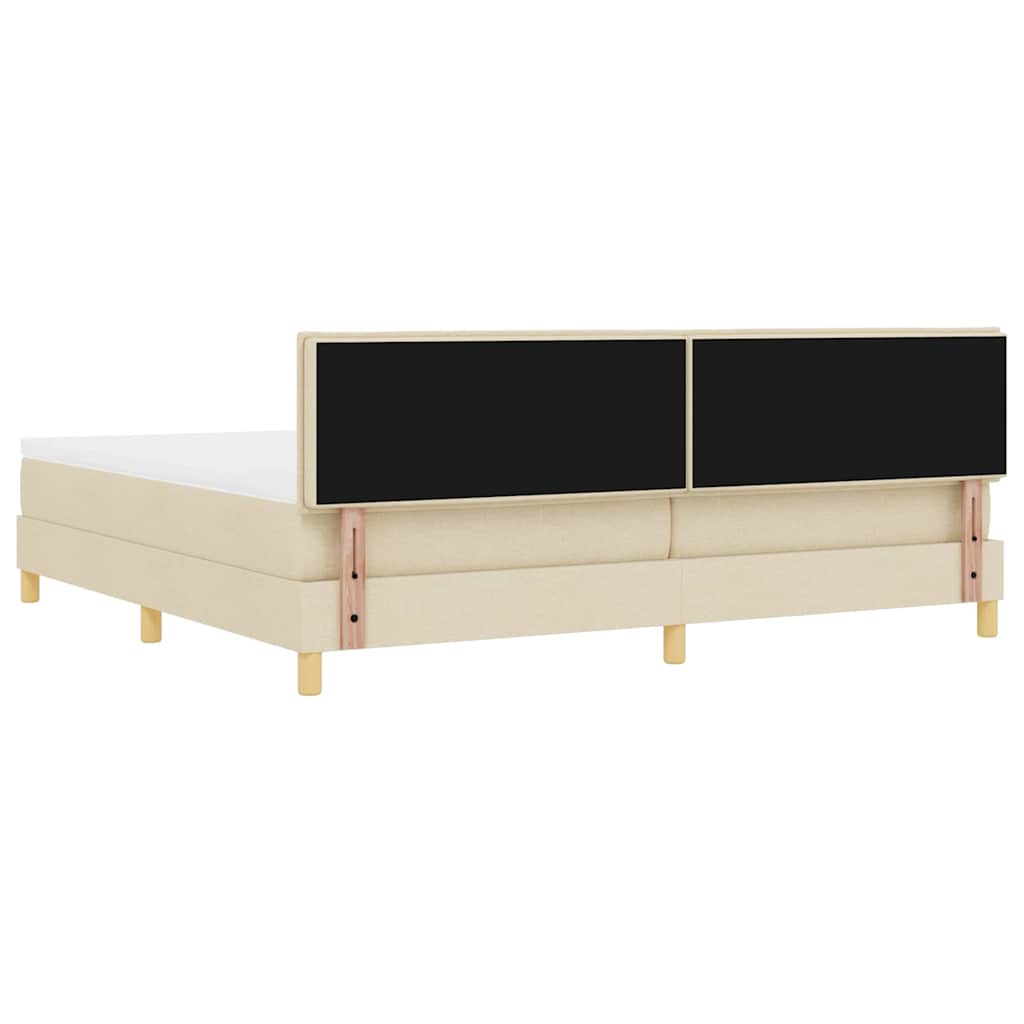 vidaXL Κρεβάτι με ελατήρια με μαξιλάρι Κρεμ 200 x 200 cm ύφασμα