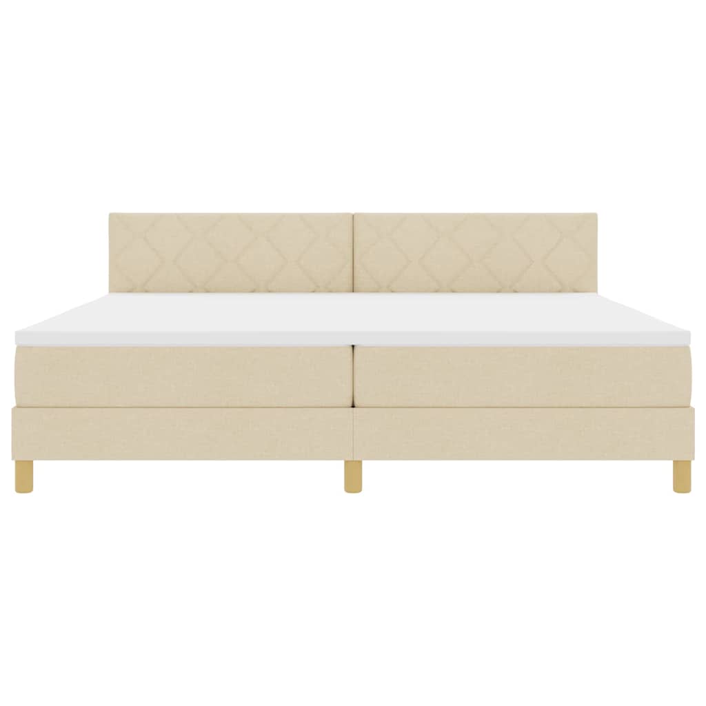 vidaXL Κρεβάτι με ελατήρια με μαξιλάρι Κρεμ 200 x 200 cm ύφασμα