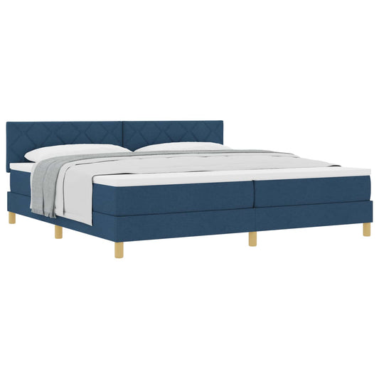 vidaXL Κρεβάτι με ελατήρια με μαξιλάρι Μπλε 200 x 200 cm ύφασμα