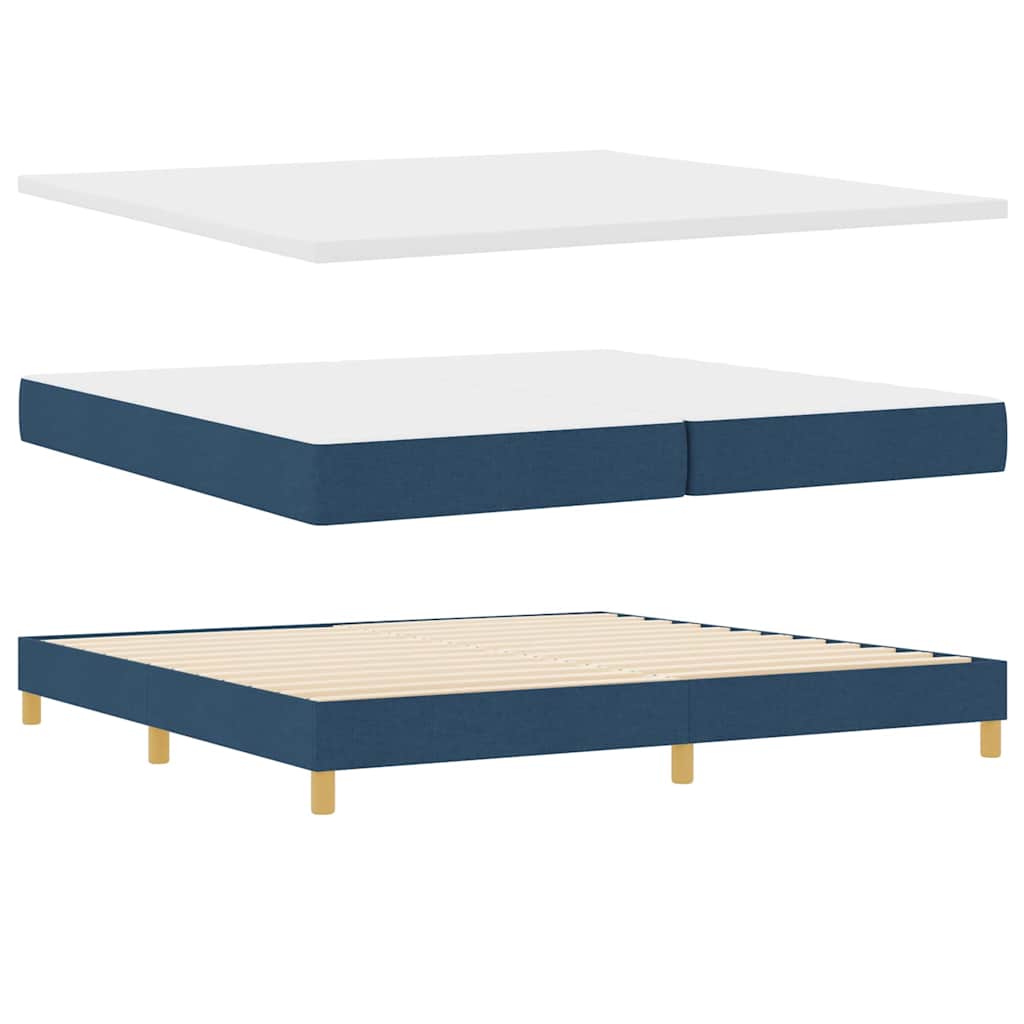vidaXL Κρεβάτι box spring με στρώμα με στρώμα Μπλε 200 x 200 cm ύφασμα