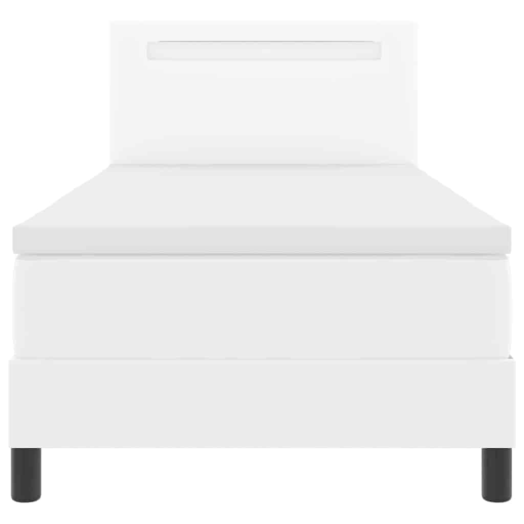 vidaXL Σκελετός κρεβατιού με στρώμα Λευκό 90 x 190 cm Τεχνητό δέρμα