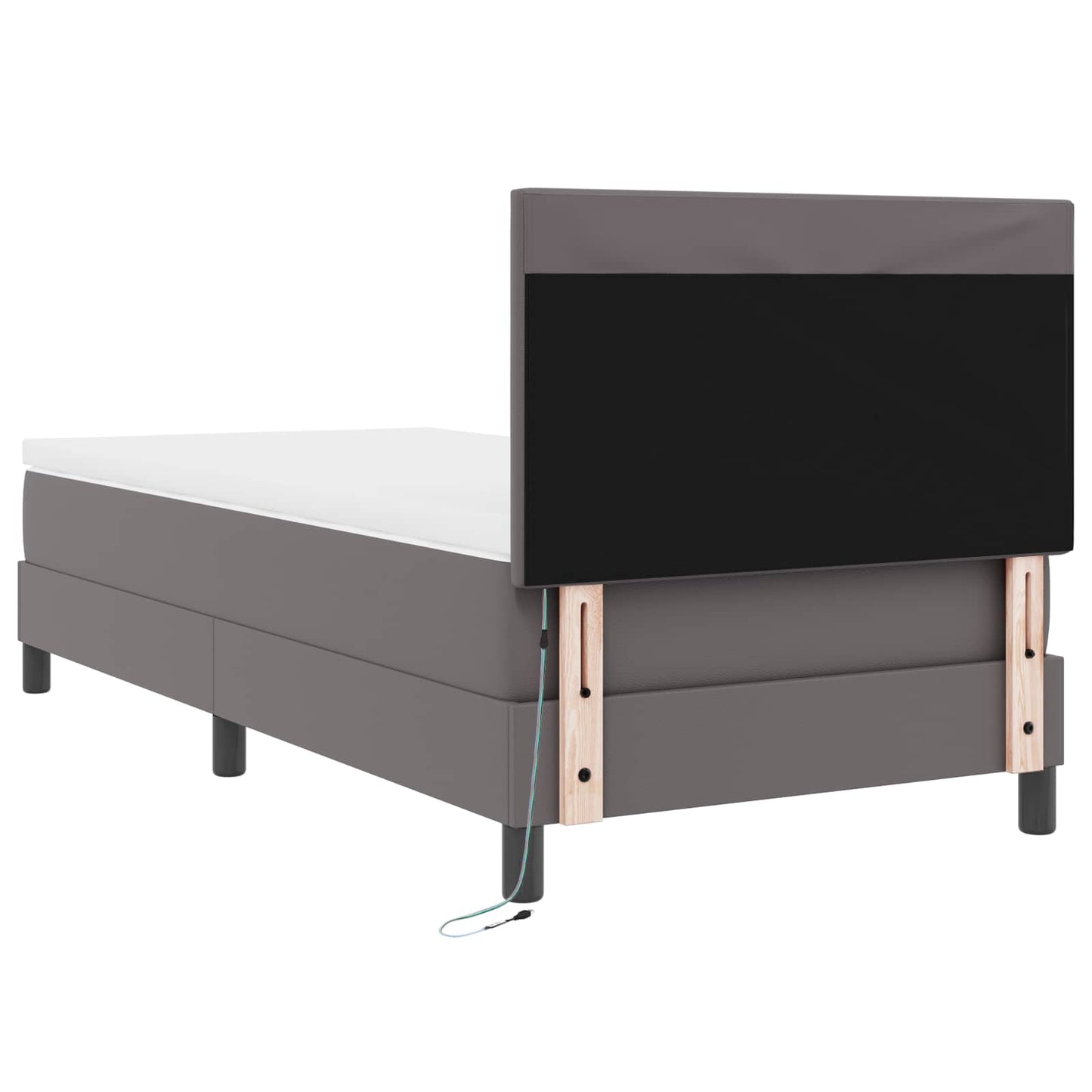 vidaXL Κρεβάτι με ελατήρια με στρώμα Γκρι 90 x 190 cm Τεχνητό δέρμα