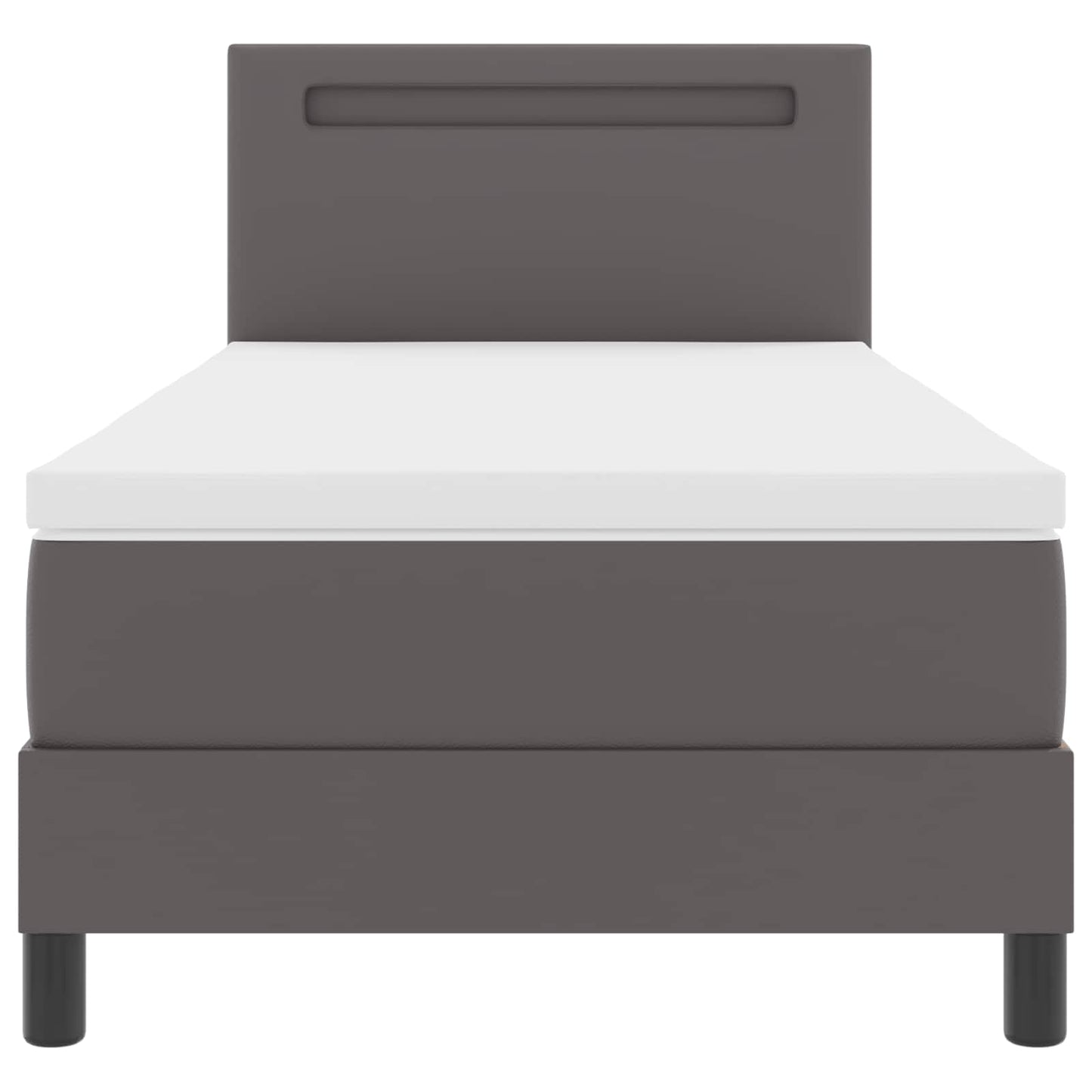 vidaXL Κρεβάτι με ελατήρια με στρώμα Γκρι 90 x 190 cm Τεχνητό δέρμα