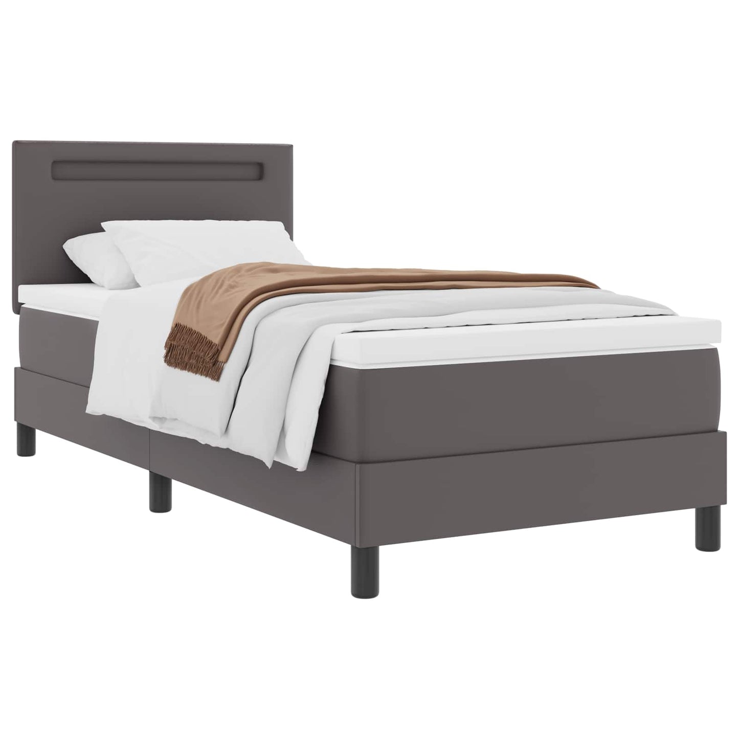 vidaXL Κρεβάτι με ελατήρια με στρώμα Γκρι 90 x 190 cm Τεχνητό δέρμα