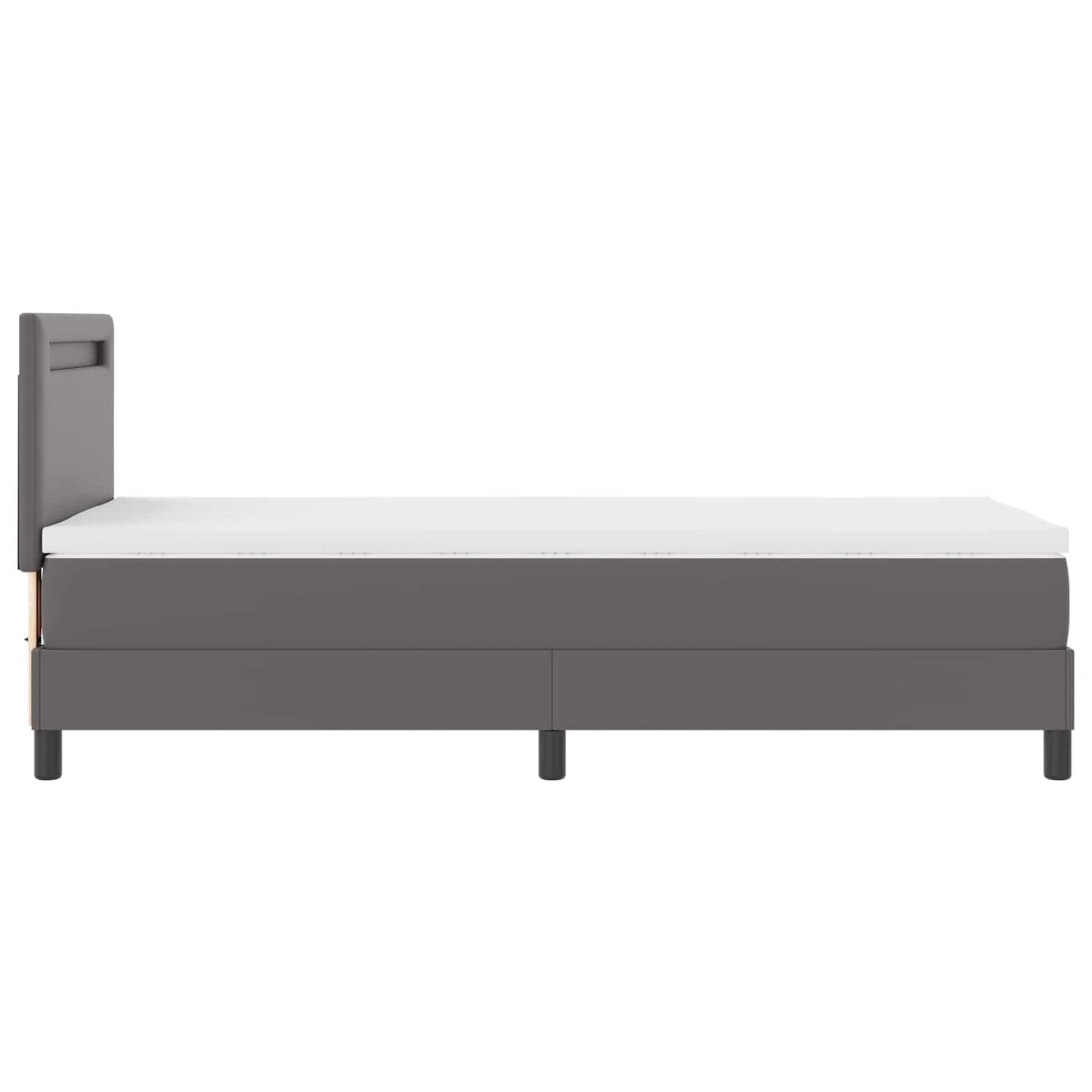 vidaXL Κρεβάτι με ελατήρια με στρώμα Γκρι 90 x 190 cm Τεχνητό δέρμα