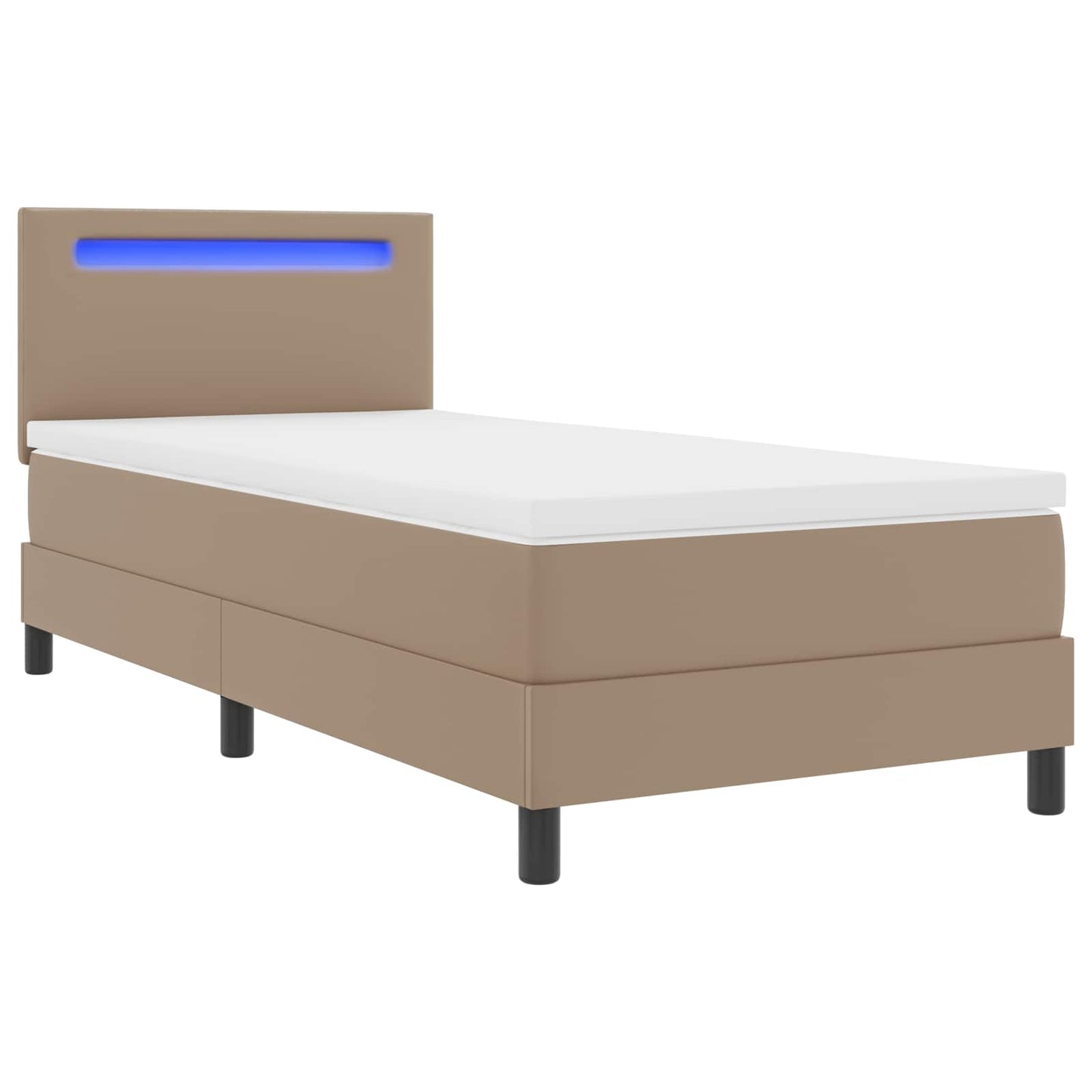 vidaXL Κρεβάτι με ελατήρια Καπουτσίνο 90 x 190 cm Τεχνητό δέρμα