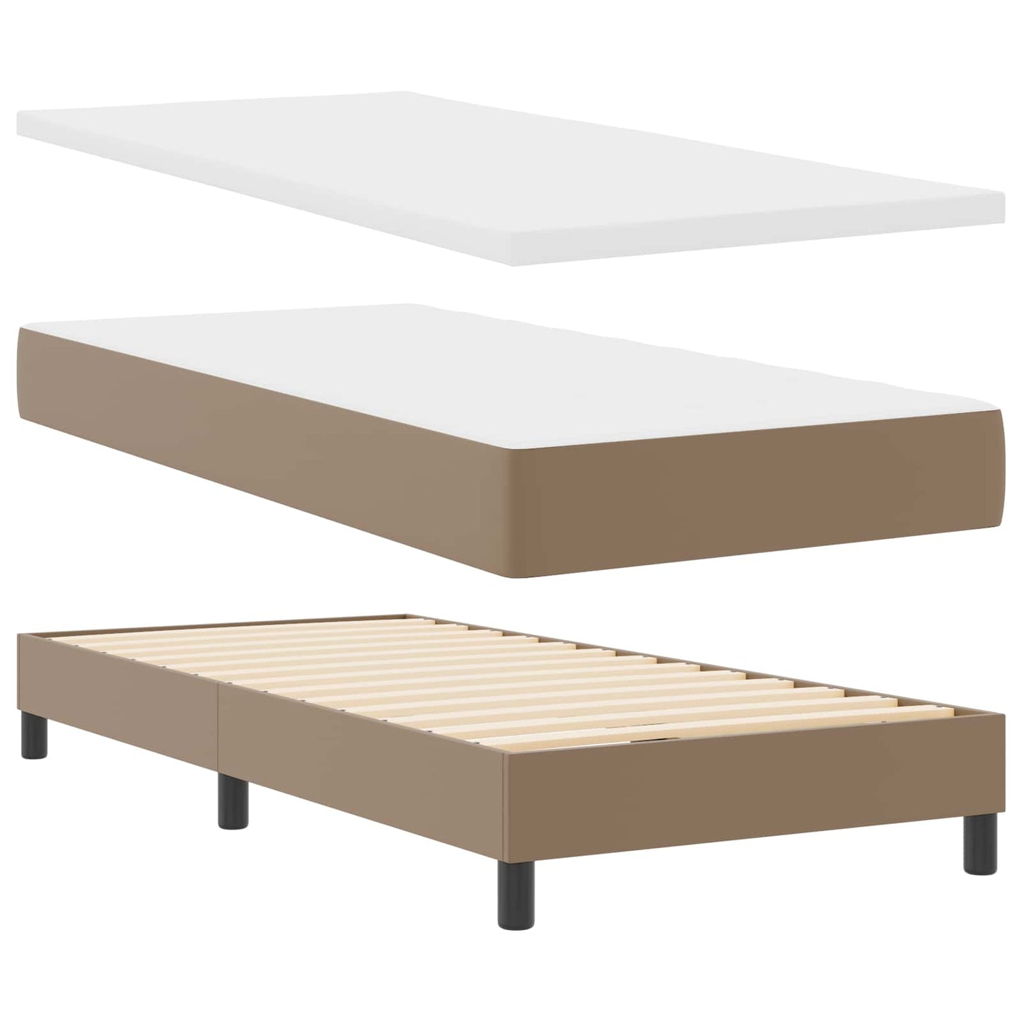 vidaXL Κρεβάτι με ελατήρια Καπουτσίνο 90 x 190 cm Τεχνητό δέρμα