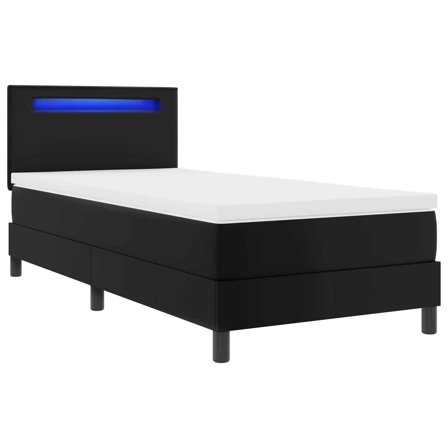 vidaXL Κρεβάτι με ελατήρια με στρώμα Μαύρο 90 x 200 cm Τεχνητό δέρμα
