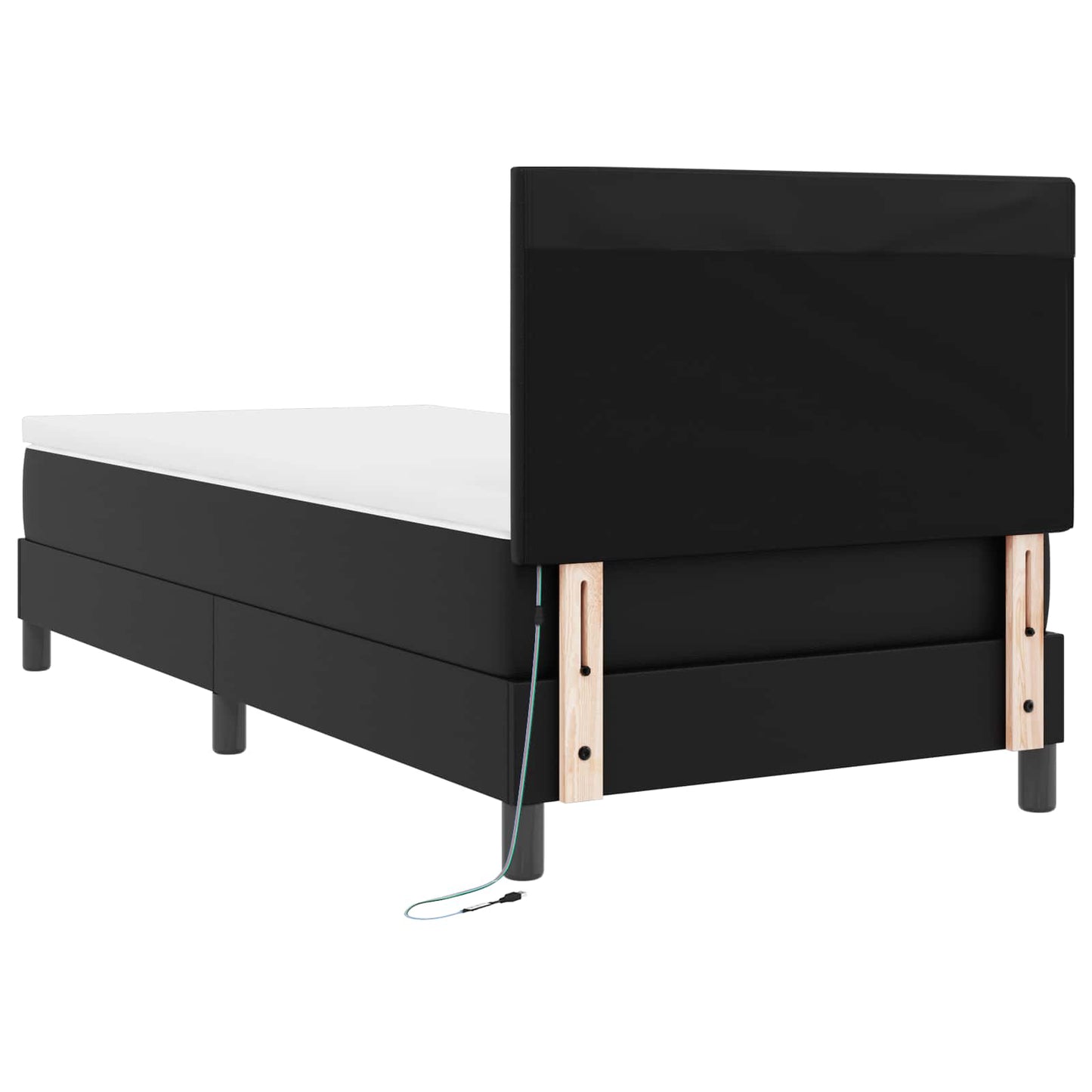 vidaXL Κρεβάτι με ελατήρια με στρώμα Μαύρο 90 x 200 cm Τεχνητό δέρμα