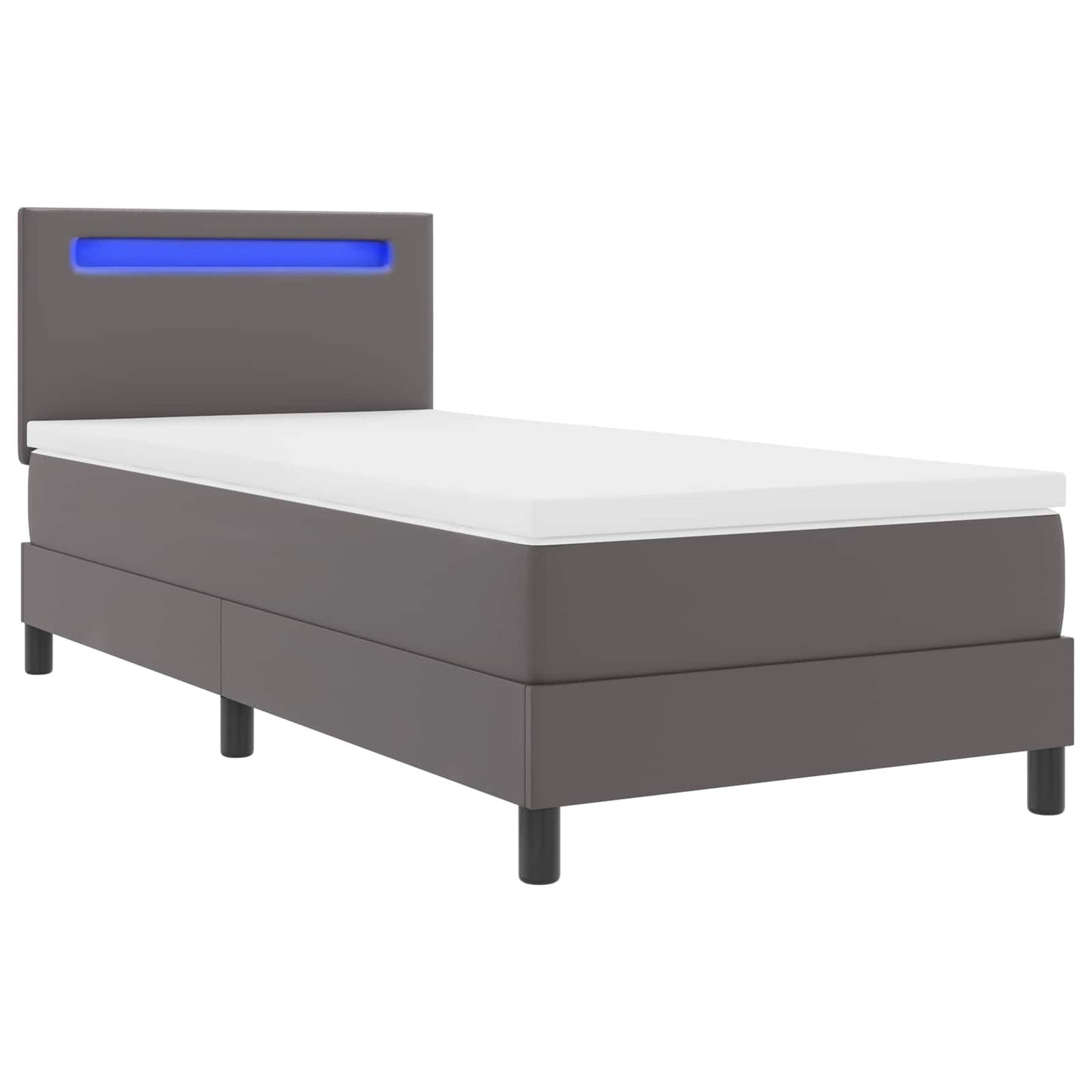 vidaXL Κρεβάτι με ελατήρια με στρώμα Γκρι 90 x 200 cm Τεχνητό δέρμα