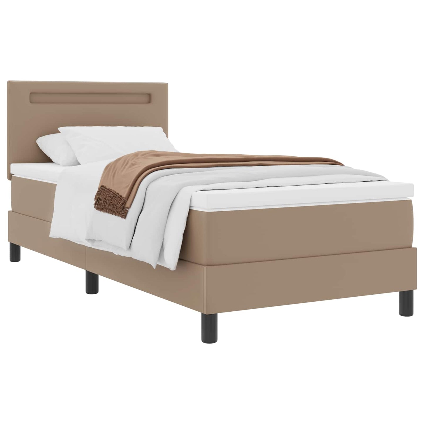 vidaXL Κρεβάτι με ελατήρια Καπουτσίνο 90 x 200 cm Τεχνητό δέρμα
