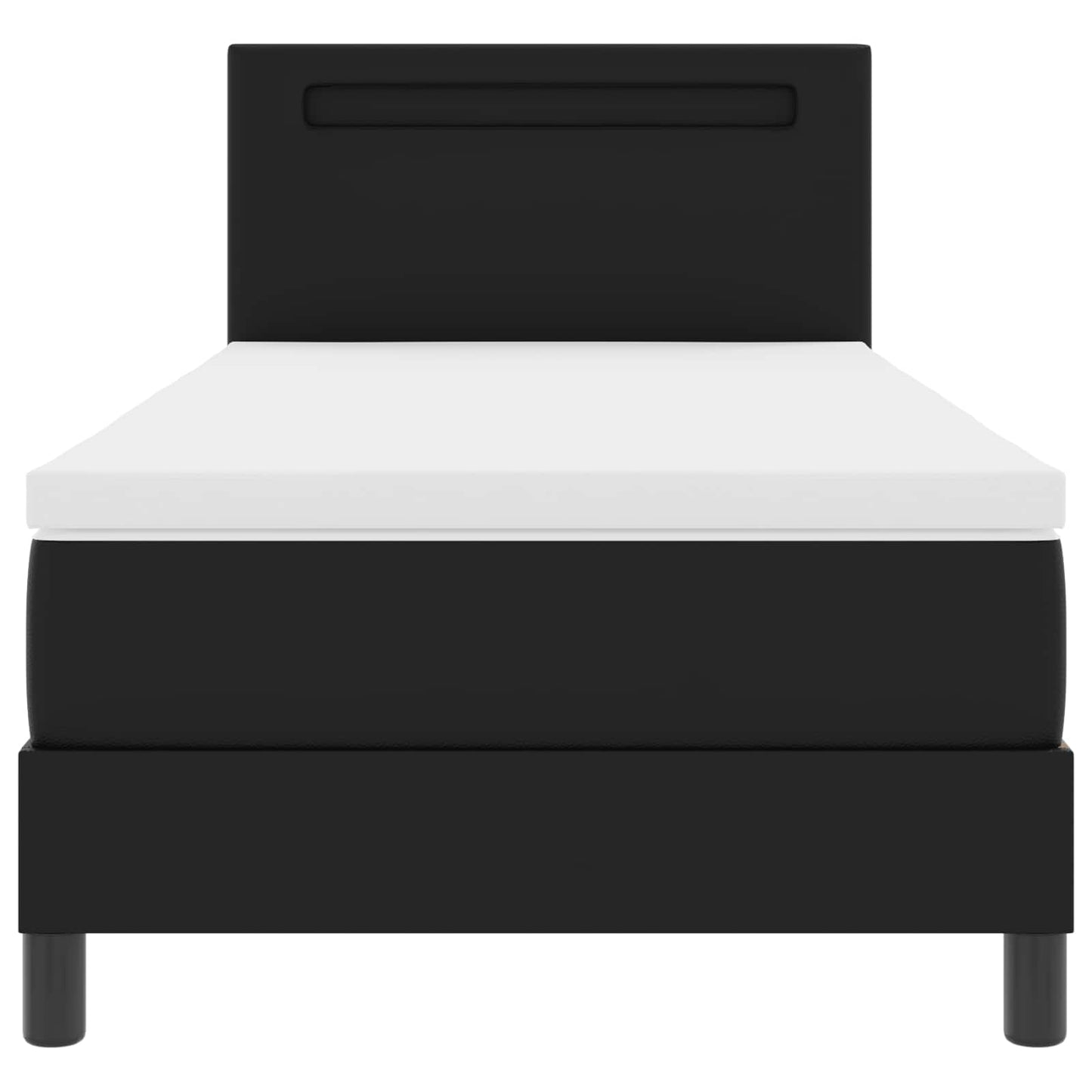 vidaXL Κρεβάτι με ελατήρια με στρώμα Μαύρο 100 x 200 cm Τεχνητό δέρμα