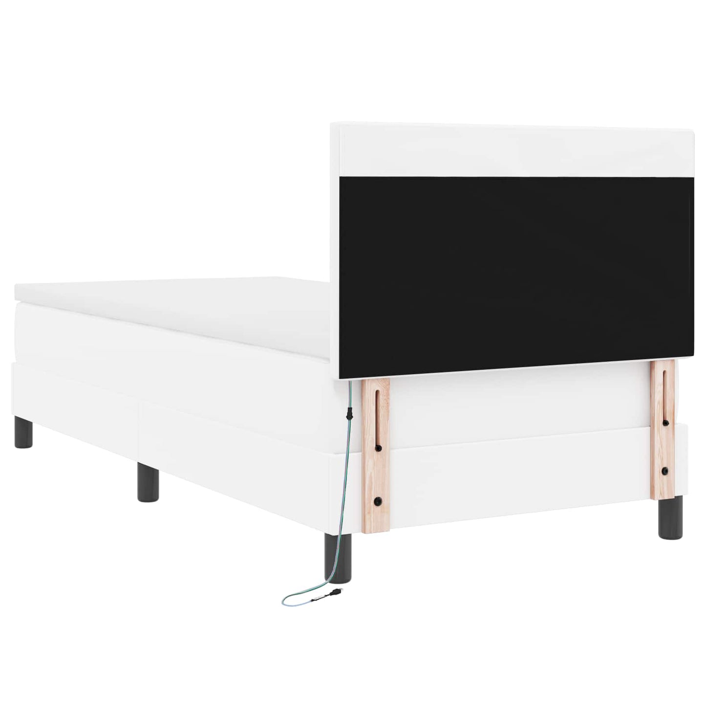 vidaXL Κρεβάτι με ελατήρια με στρώμα Λευκό 100 x 200 cm Τεχνητό δέρμα
