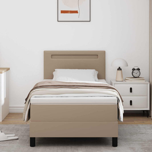 vidaXL Κρεβάτι με ελατήρια Καπουτσίνο 100 x 200 cm Τεχνητό δέρμα