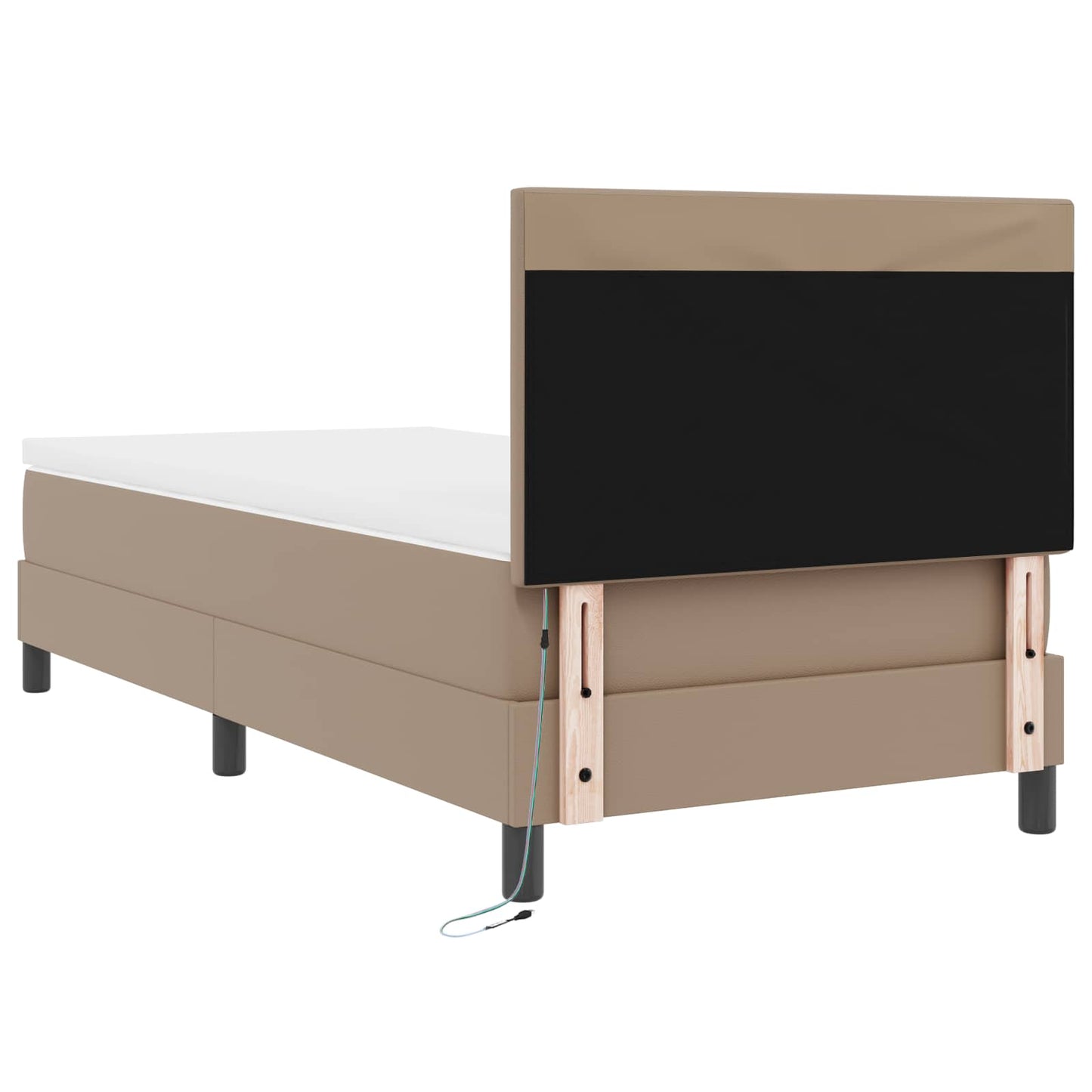 vidaXL Κρεβάτι με ελατήρια Καπουτσίνο 100 x 200 cm Τεχνητό δέρμα
