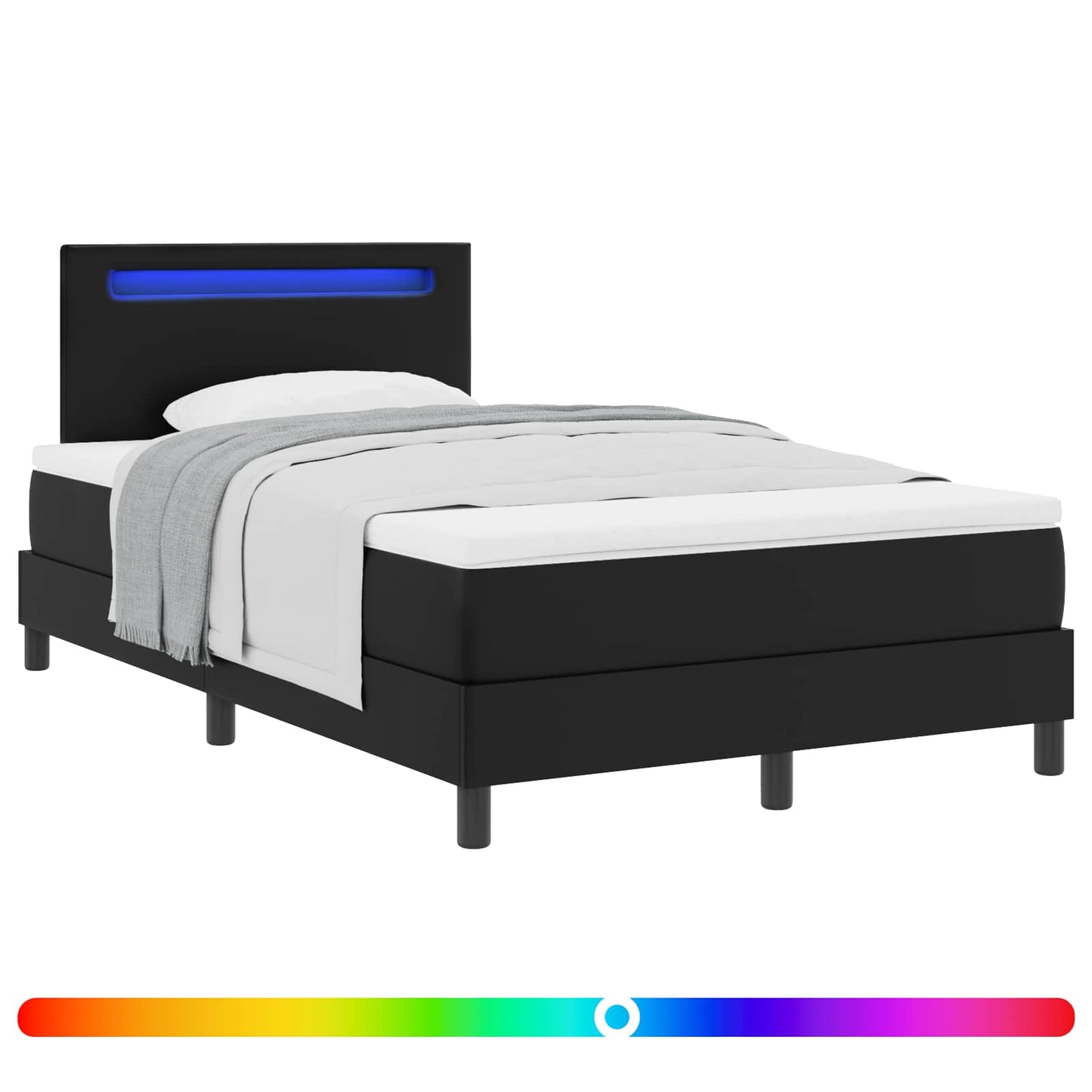 vidaXL Κρεβάτι με ελατήρια με στρώμα Μαύρο 120 x 190 cm Τεχνητό δέρμα