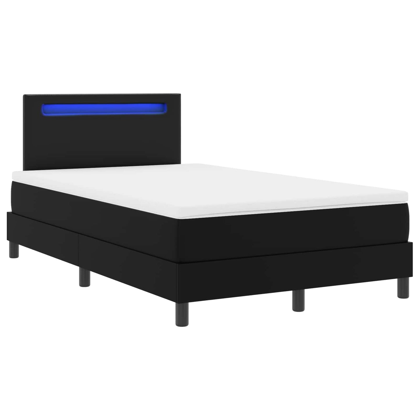 vidaXL Κρεβάτι με ελατήρια με στρώμα Μαύρο 120 x 190 cm Τεχνητό δέρμα
