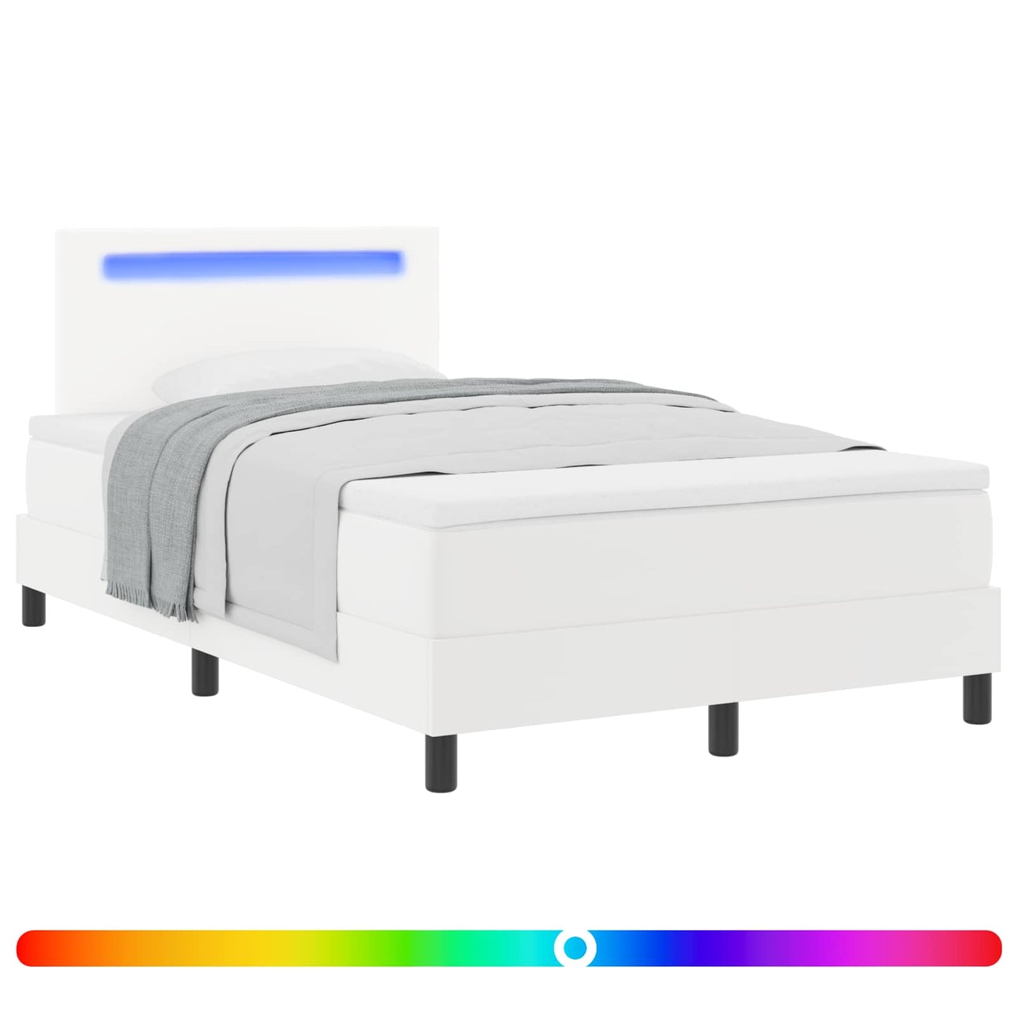 vidaXL Κρεβάτι με ελατήρια με στρώμα Λευκό 120 x 190 cm Τεχνητό δέρμα