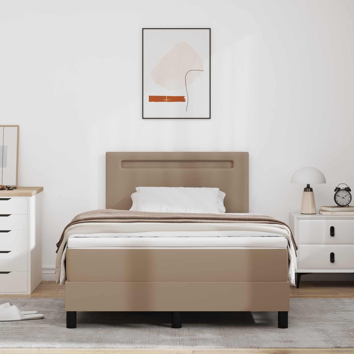 vidaXL Κρεβάτι με ελατήρια Καπουτσίνο 120 x 190 cm Τεχνητό δέρμα