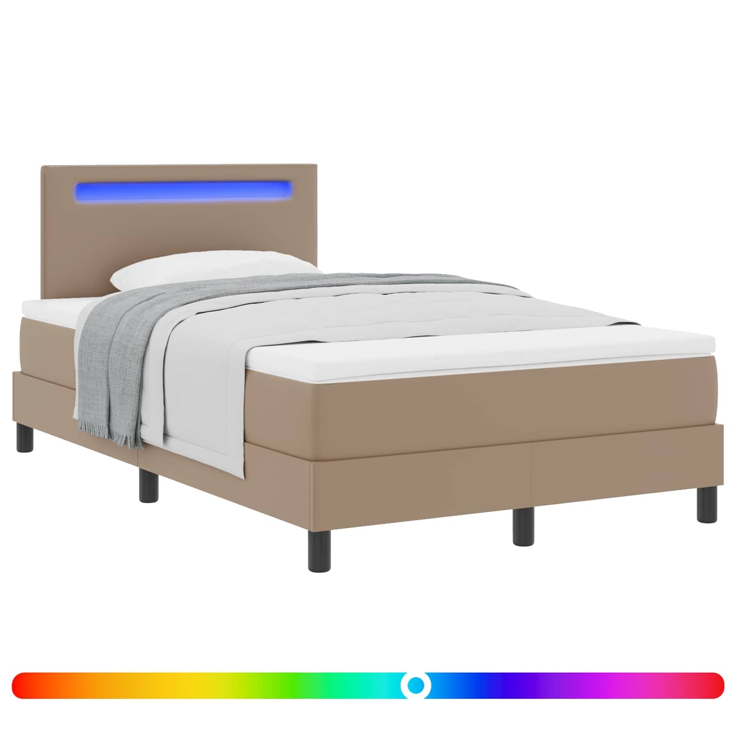 vidaXL Κρεβάτι με ελατήρια Καπουτσίνο 120 x 190 cm Τεχνητό δέρμα