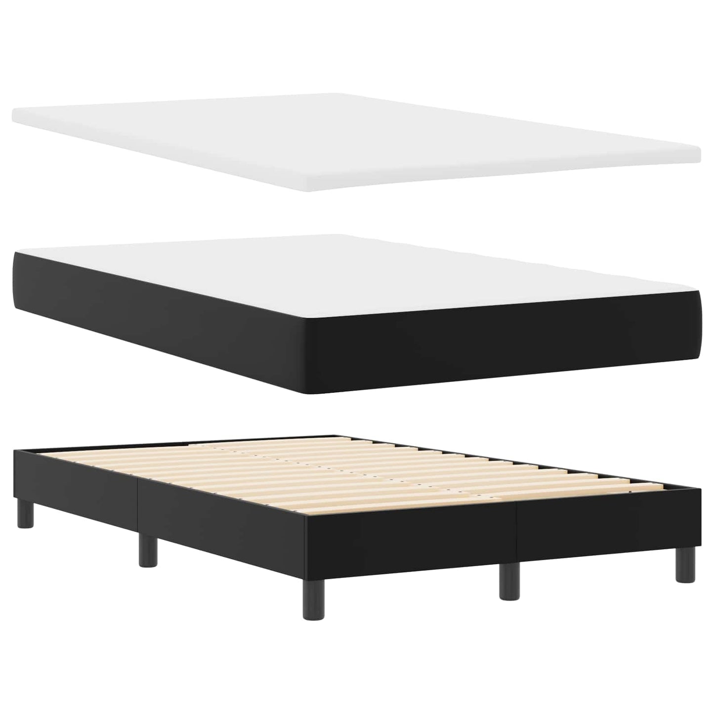 vidaXL Κρεβάτι με ελατήρια με στρώμα Μαύρο 120 x 200 cm Τεχνητό δέρμα
