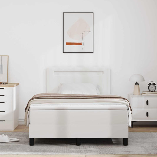 vidaXL Κρεβάτι με ελατήρια με στρώμα Λευκό 120 x 200 cm Τεχνητό δέρμα
