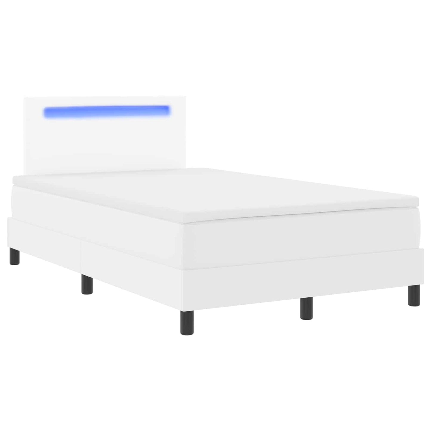 vidaXL Κρεβάτι με ελατήρια με στρώμα Λευκό 120 x 200 cm Τεχνητό δέρμα