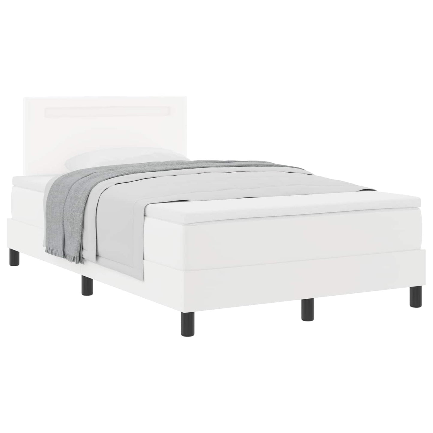 vidaXL Κρεβάτι με ελατήρια με στρώμα Λευκό 120 x 200 cm Τεχνητό δέρμα