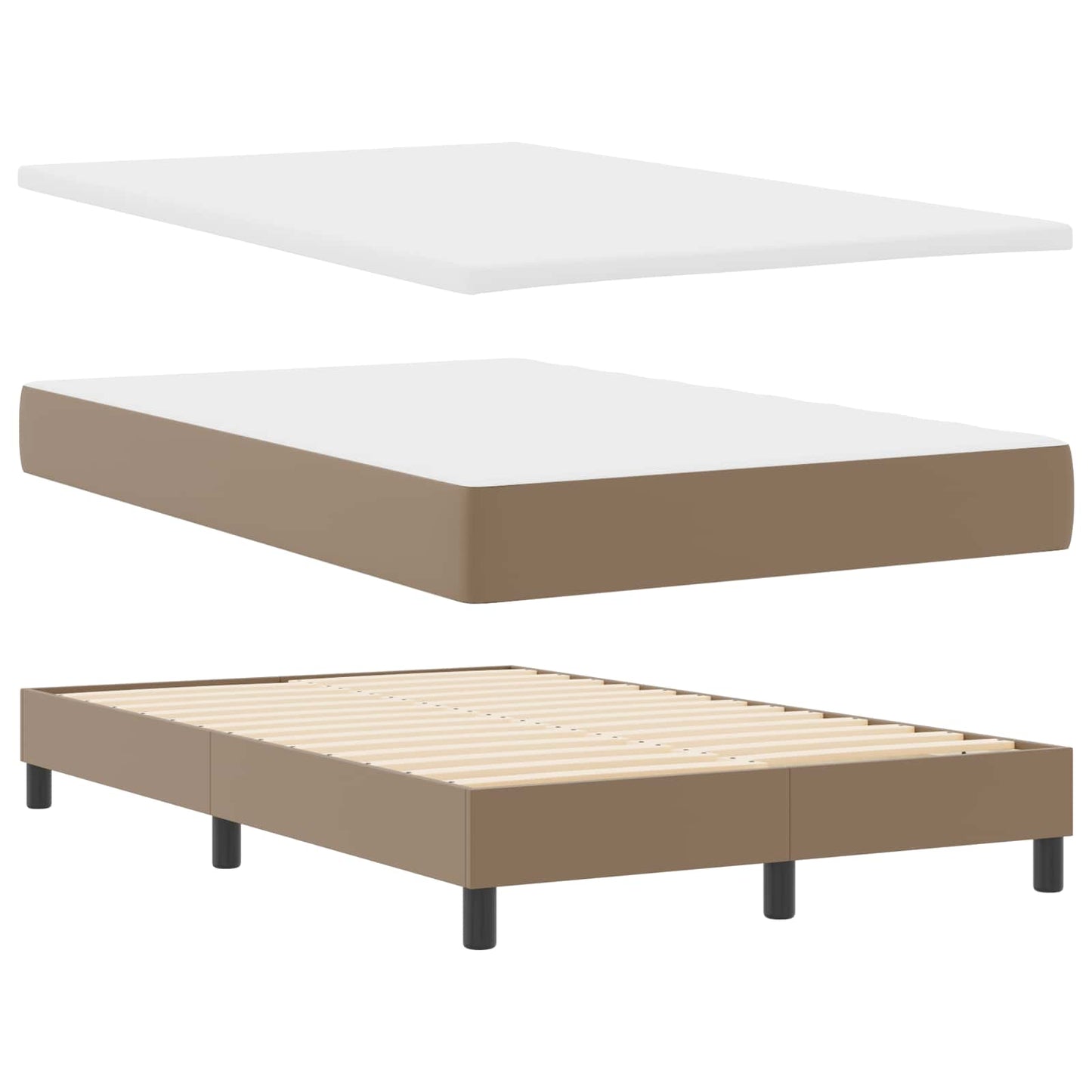 vidaXL Κρεβάτι με ελατήρια Καπουτσίνο 120 x 200 cm Τεχνητό δέρμα